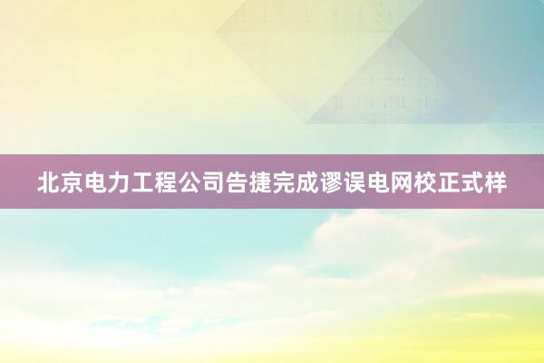 北京电力工程公司告捷完成谬误电网校正式样